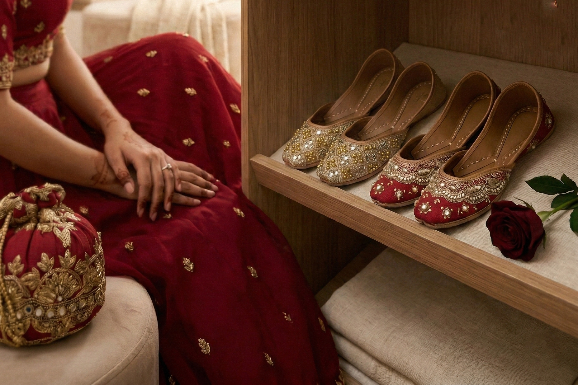 Red and Gold Bridal Juttis: The Perfect Wedding Footwear for Modern Brides